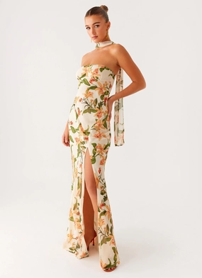 Gali Strapless Maxi Dress - Floral Print Chic formal attire