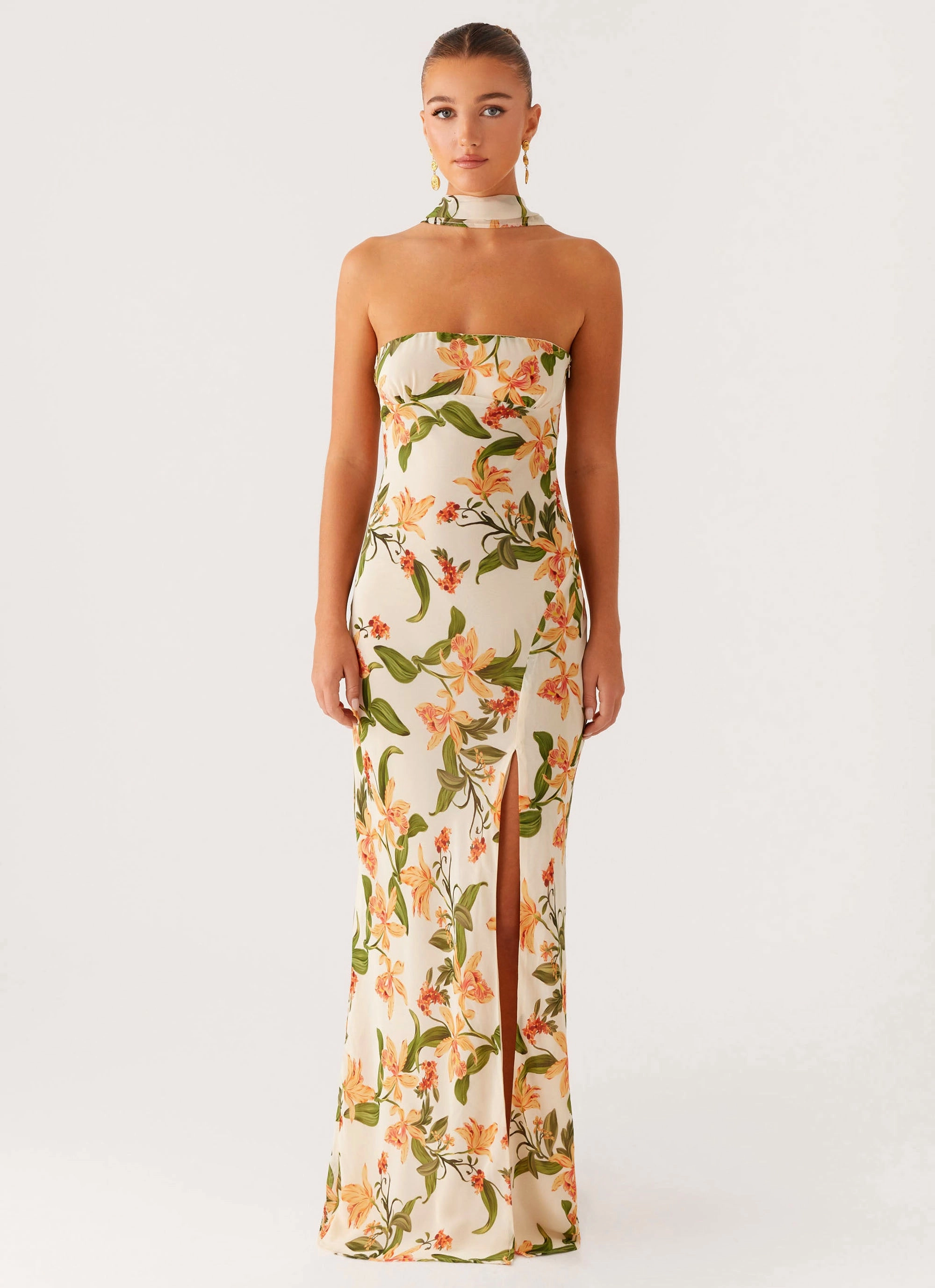Daily Option Gali Strapless Maxi Dress - Floral Print