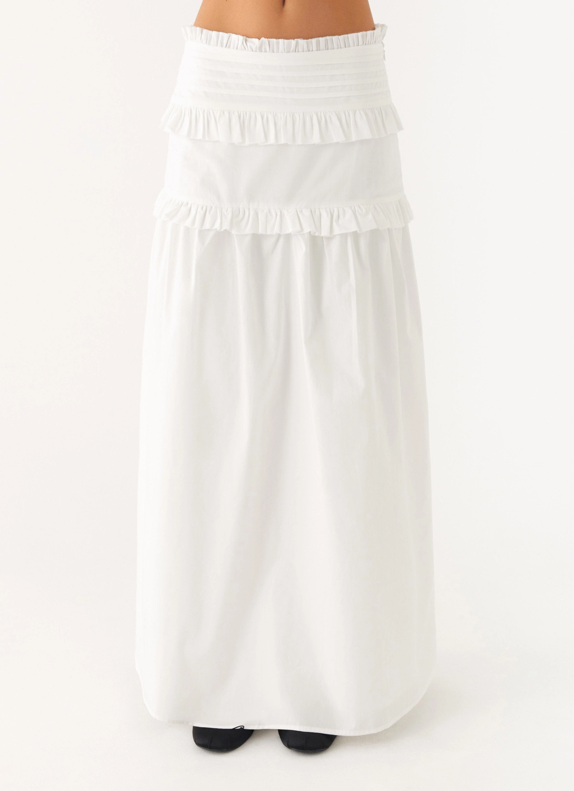 Effortless Tiered Maxi Skirt - White Stormproof Zipper