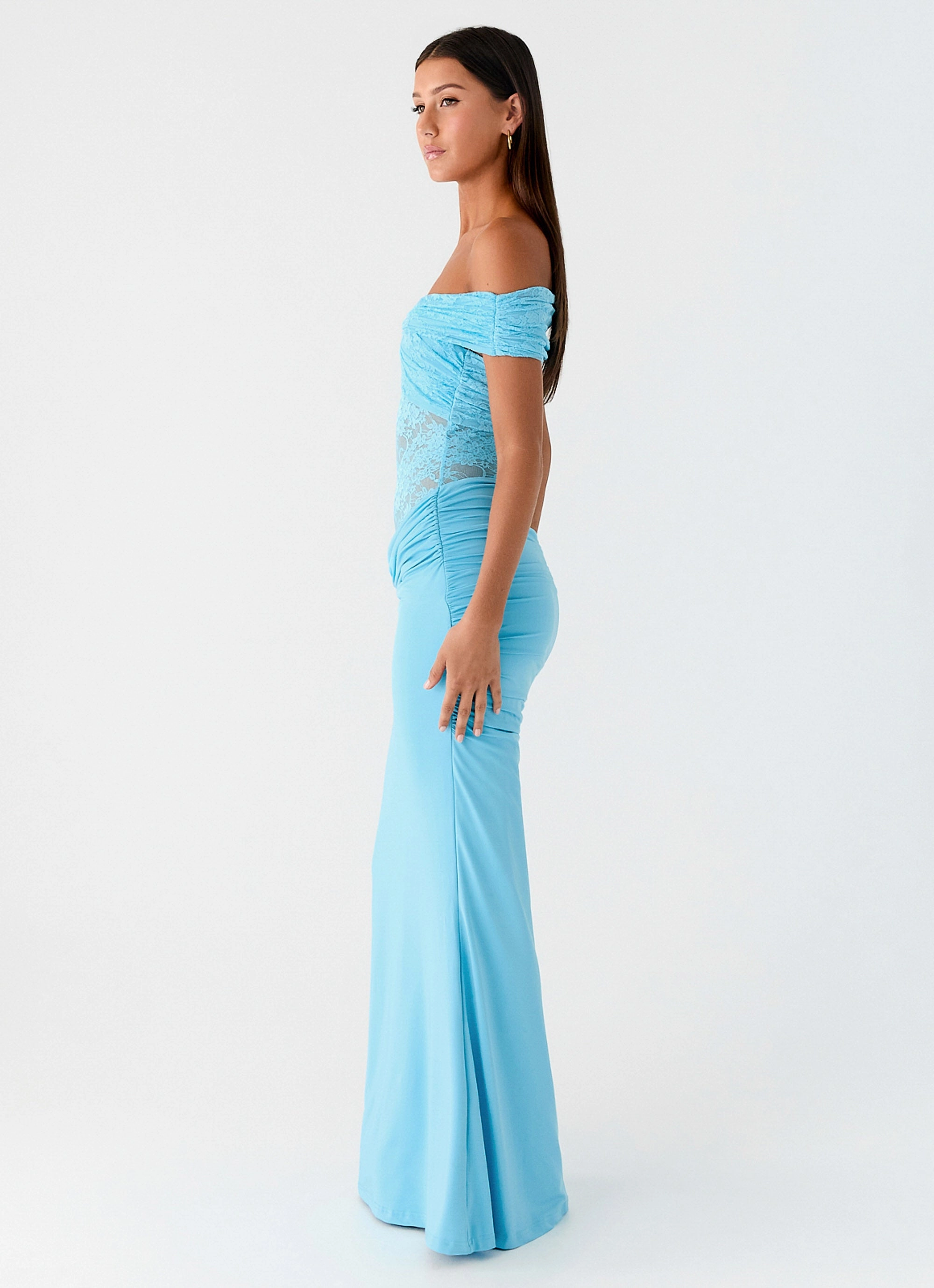 Classic Tailoring Light Wrap Either Way Maxi Dress - Turquoise Blue