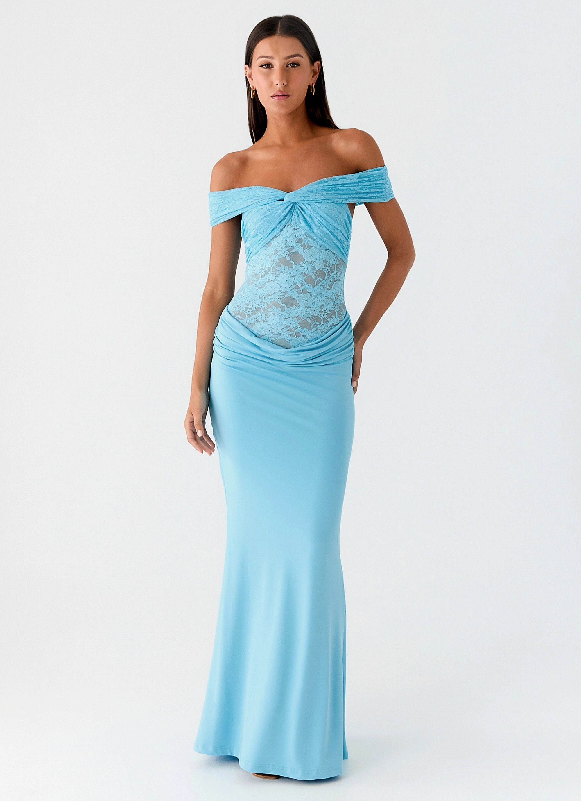 All-season Sharp Detail Either Way Maxi Dress - Turquoise Blue