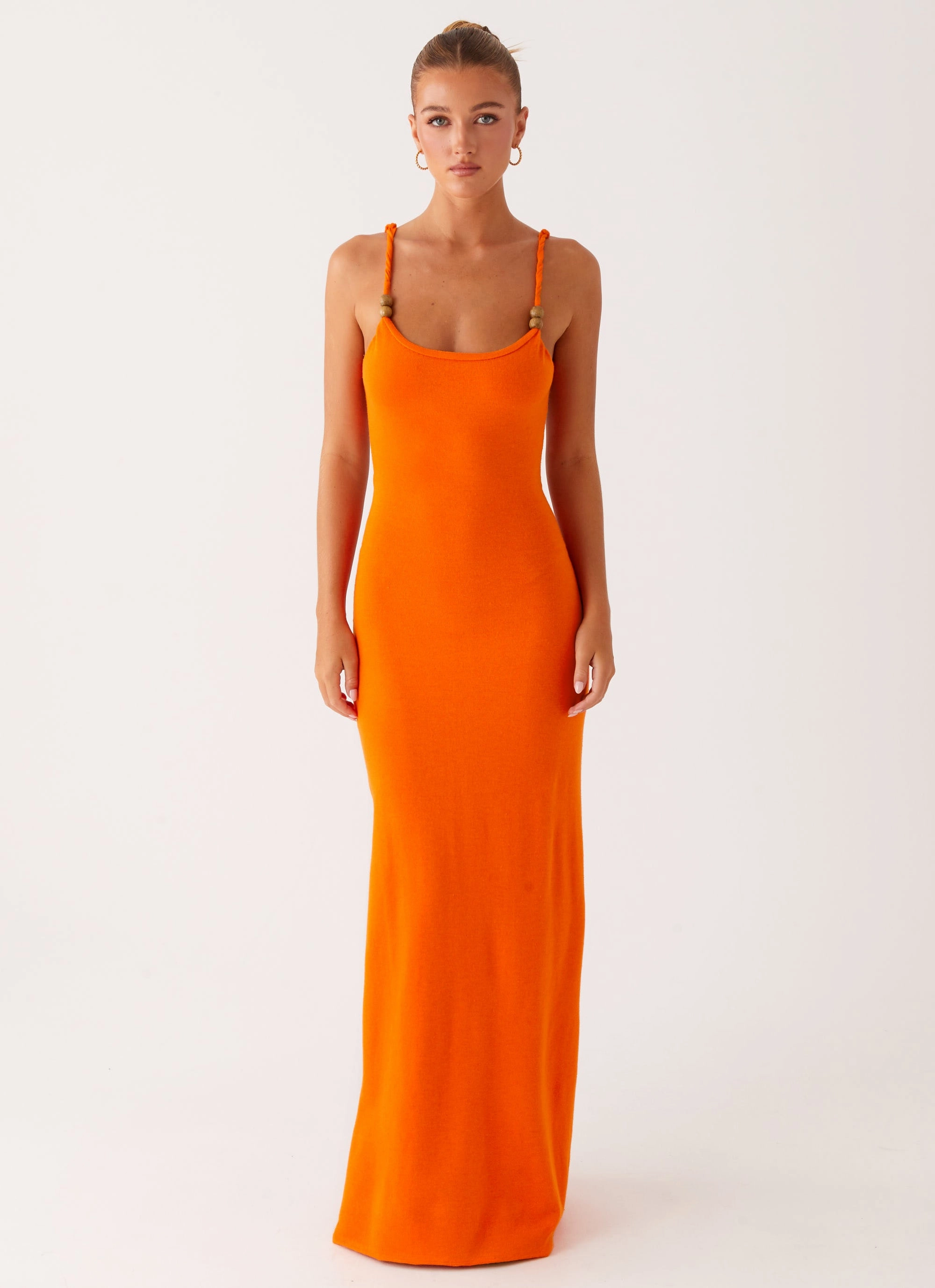 Elaina Knit Maxi Dress - Orange Romantic-Style Trend-Inspired