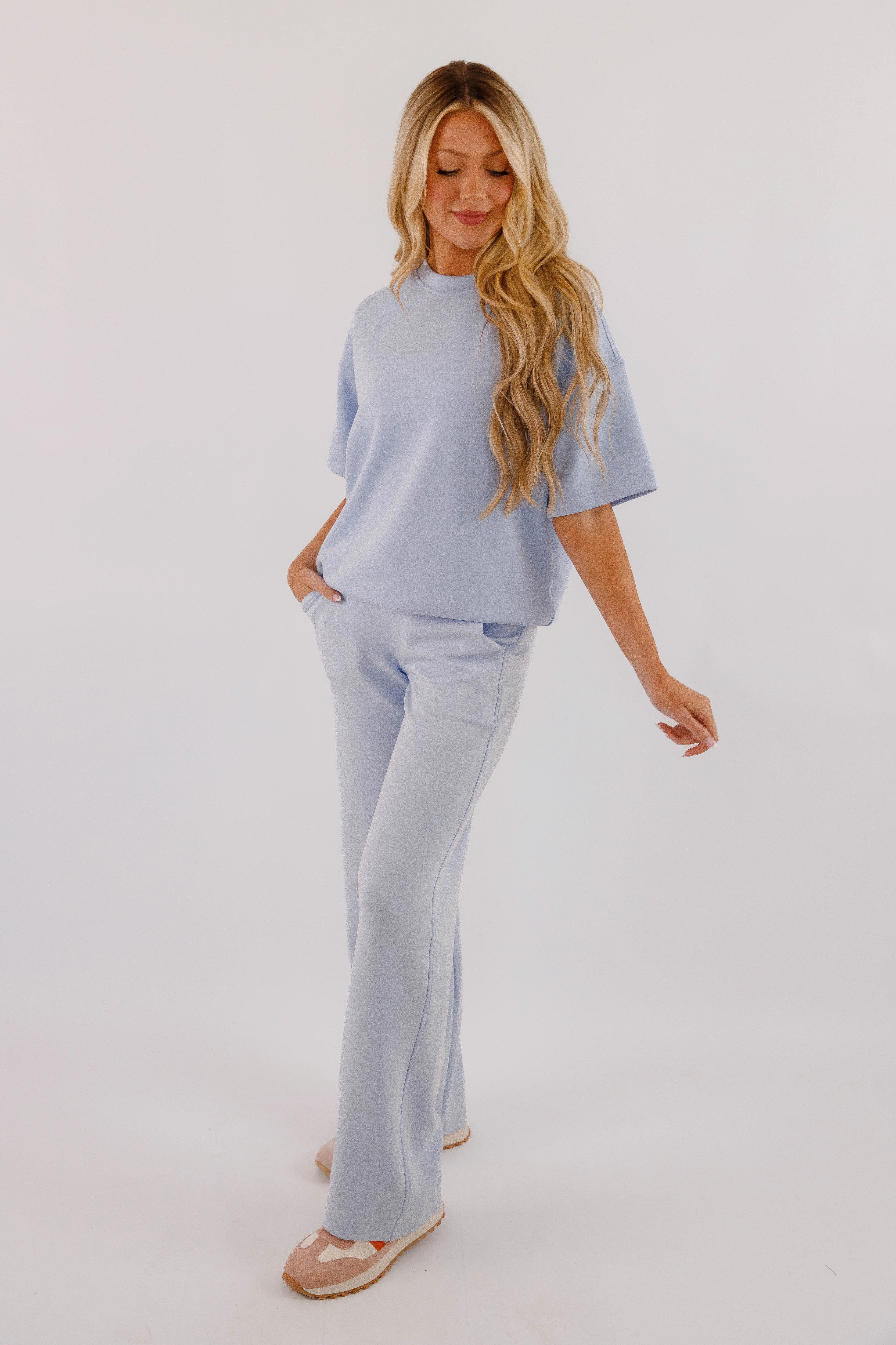 Minimal Design All The Energy Pants-Sky Blue