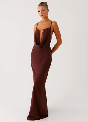Elation Cowl Neck Maxi Dress - Chocolate Classic Move