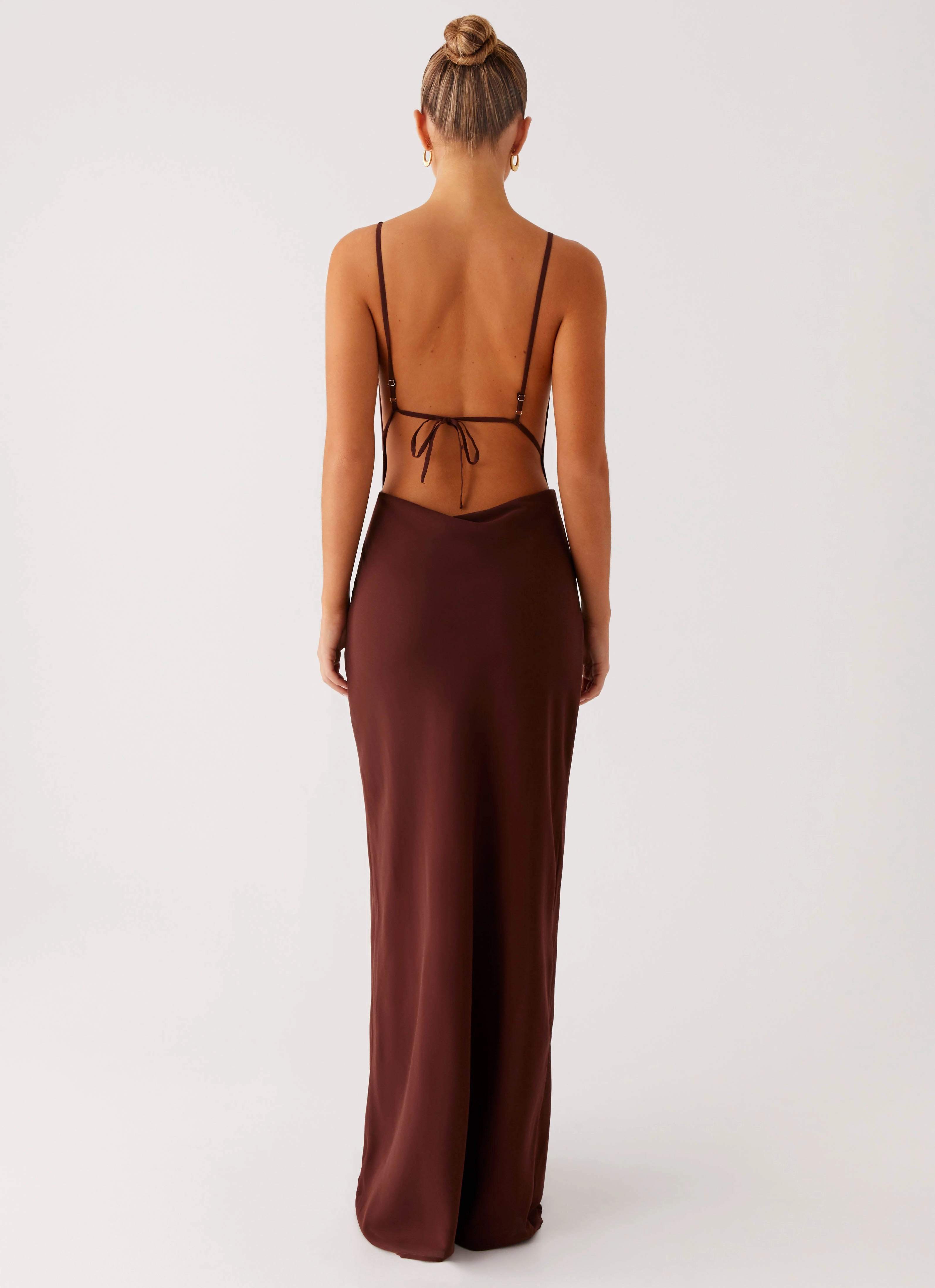 Elation Cowl Neck Maxi Dress - Chocolate Perfect Cut Bright bold dress