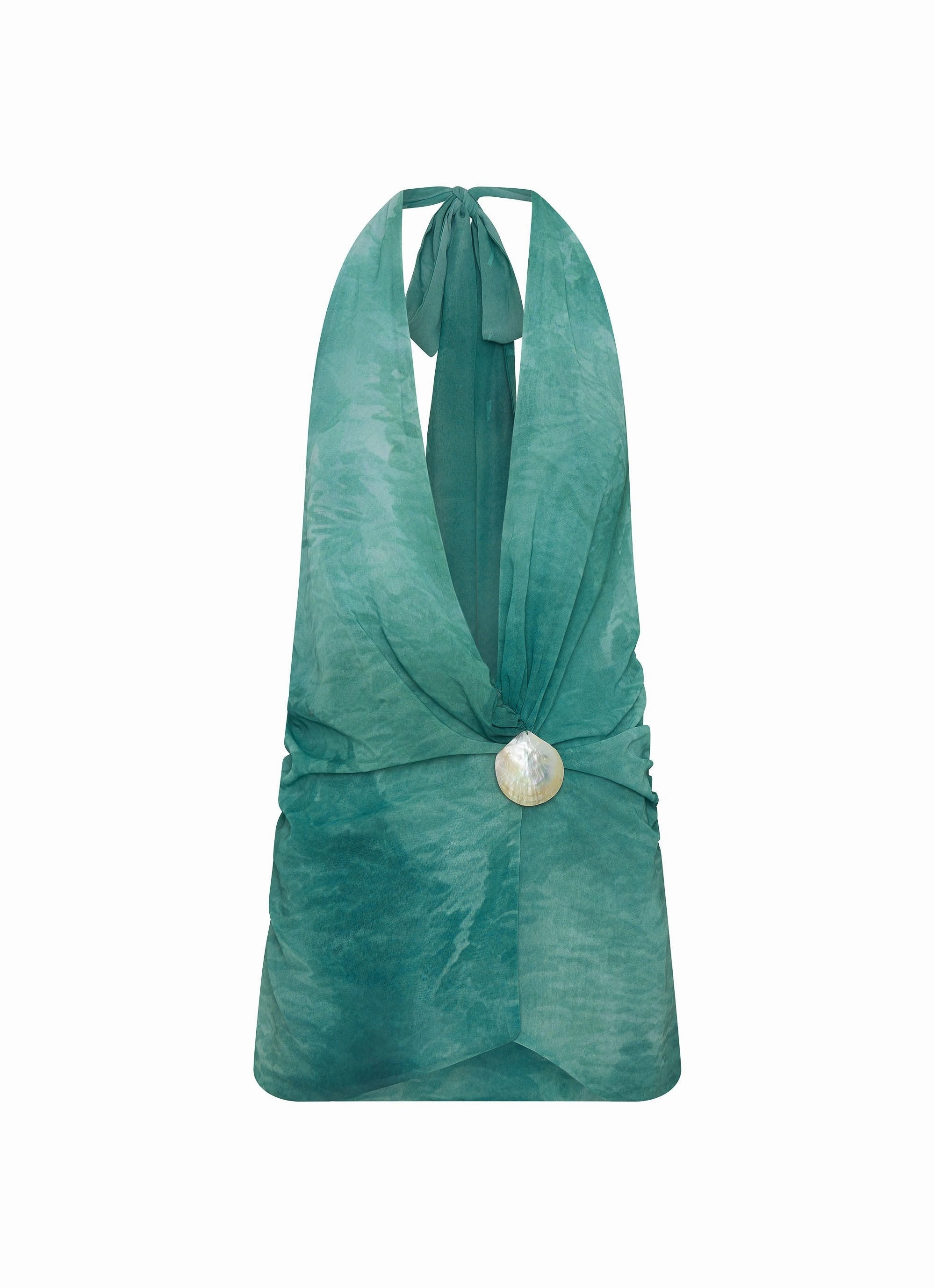 Simple Profile Eleanora Plunge Mini Dress - Green Tie Dye