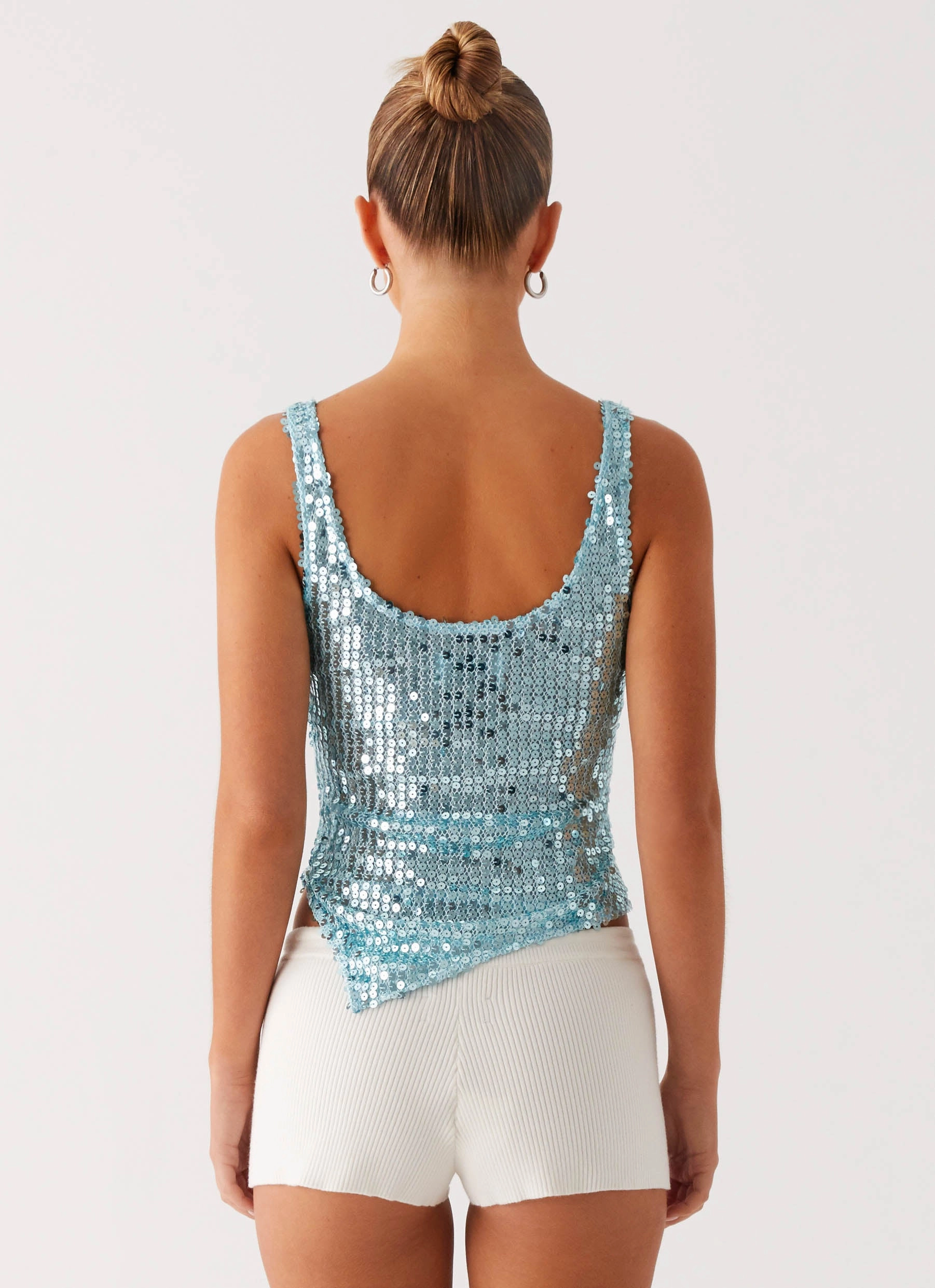 YarnDyed Stripes ComfortStretch Electra Sequin Tank - Turquoise