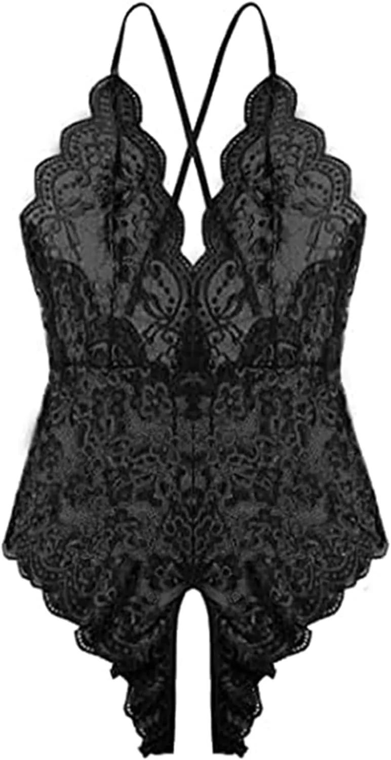 Elegant Lace Lingerie Set for Women,Sheer Babydoll with Matching Thong,Romantic Design