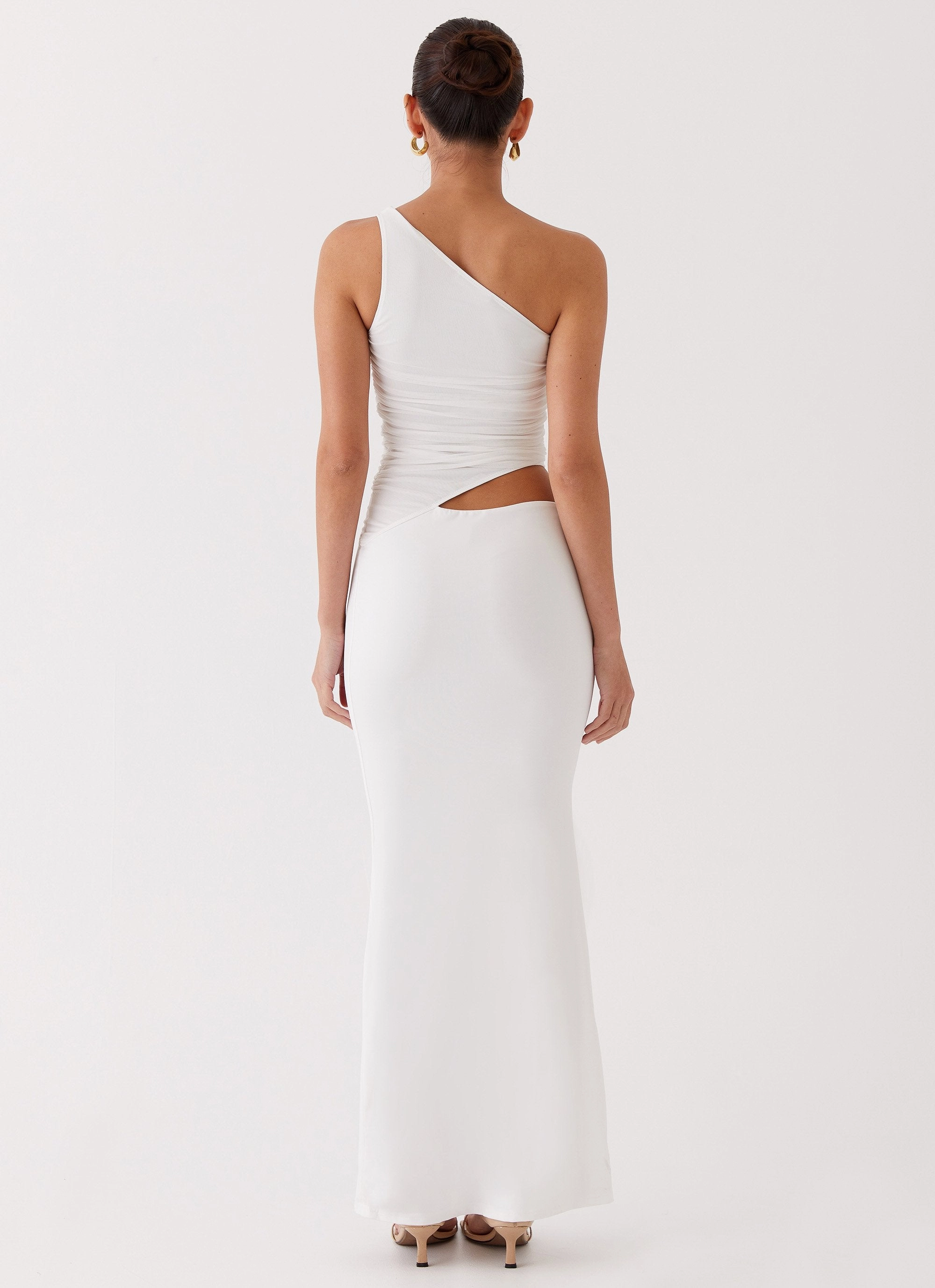Smart Wear Seranella One Shoulder Maxi Dress - White