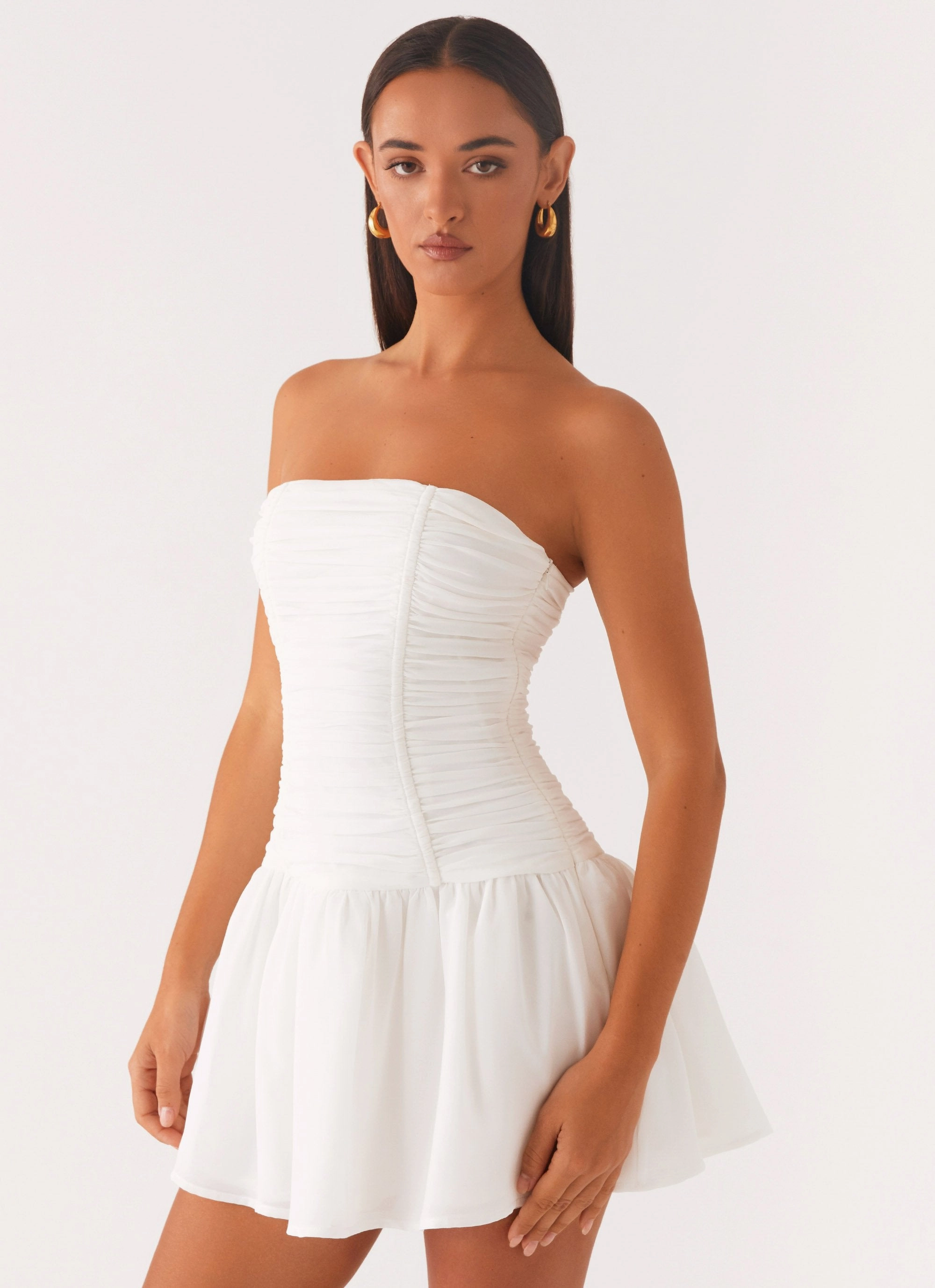 Balloon-Sleeve Meadow Dreams Mini Dress - White