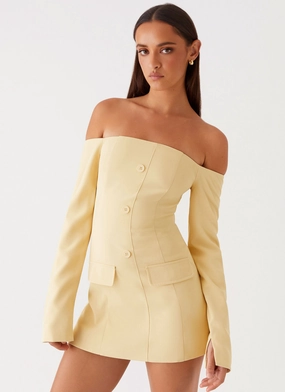 Shine Moment Layer Safe Dominique Blazer Mini Dress - Yellow