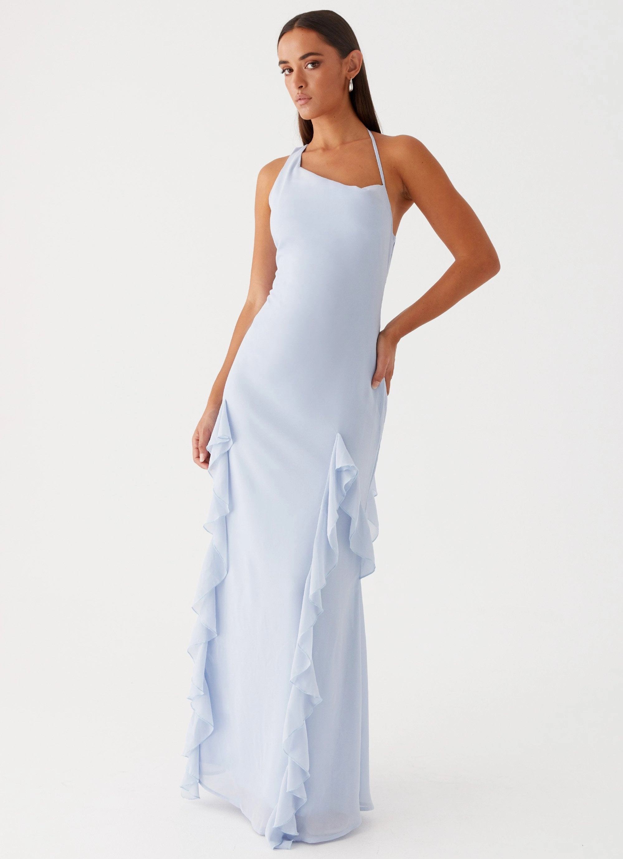 Sammie Maxi Dress - Blue Comfortable office piece Halter-Neck