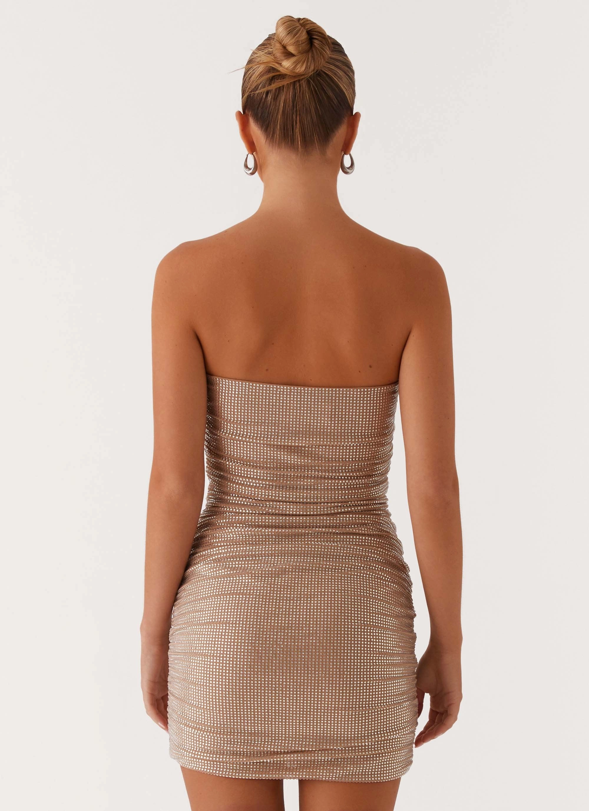 Perfect Layer Hollywood Dream Rhinestone Mini Dress - Silver Rhinestone