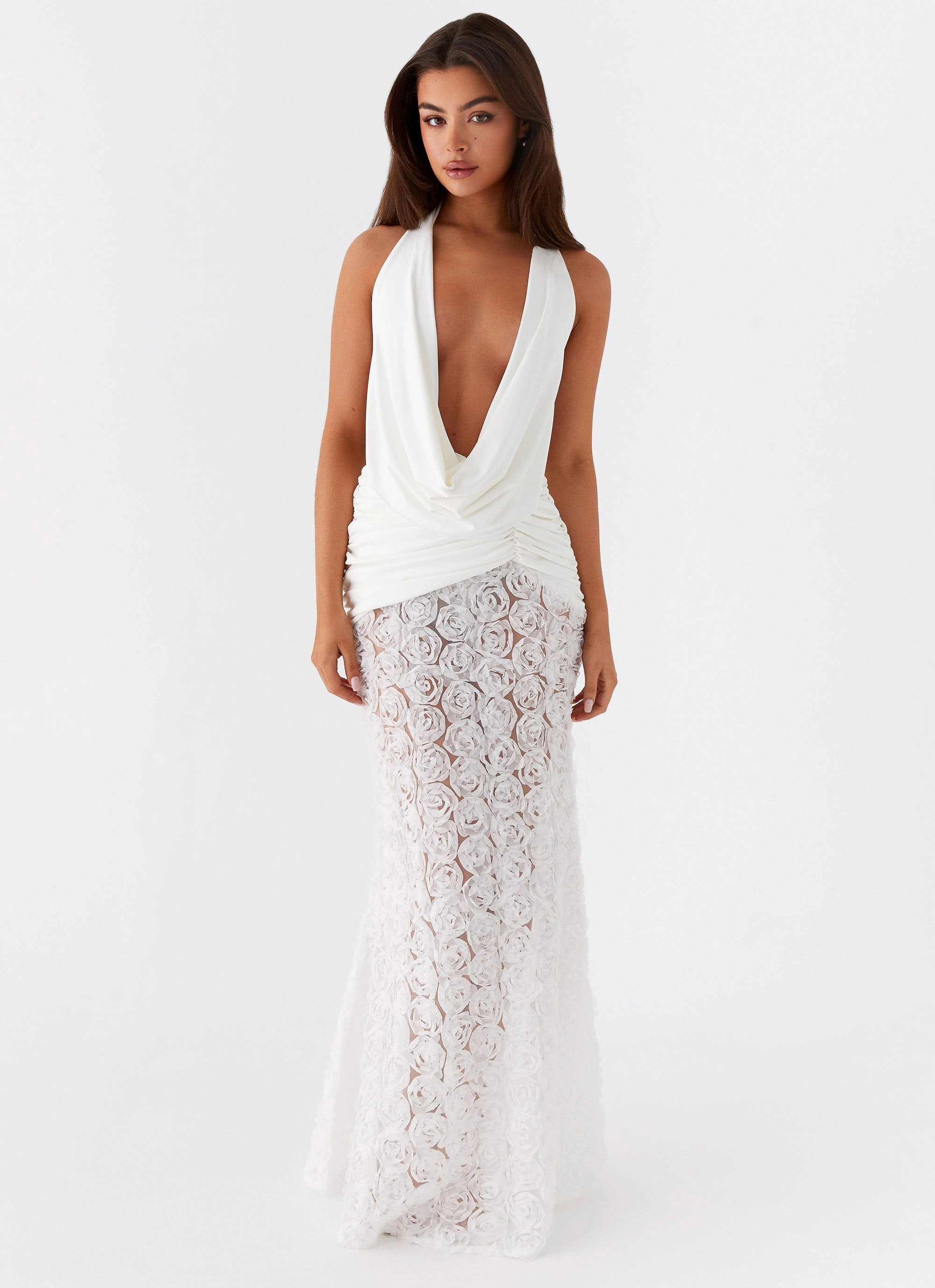Kita Textured Maxi Dress - White Flattering bodycon dress Elegant Look