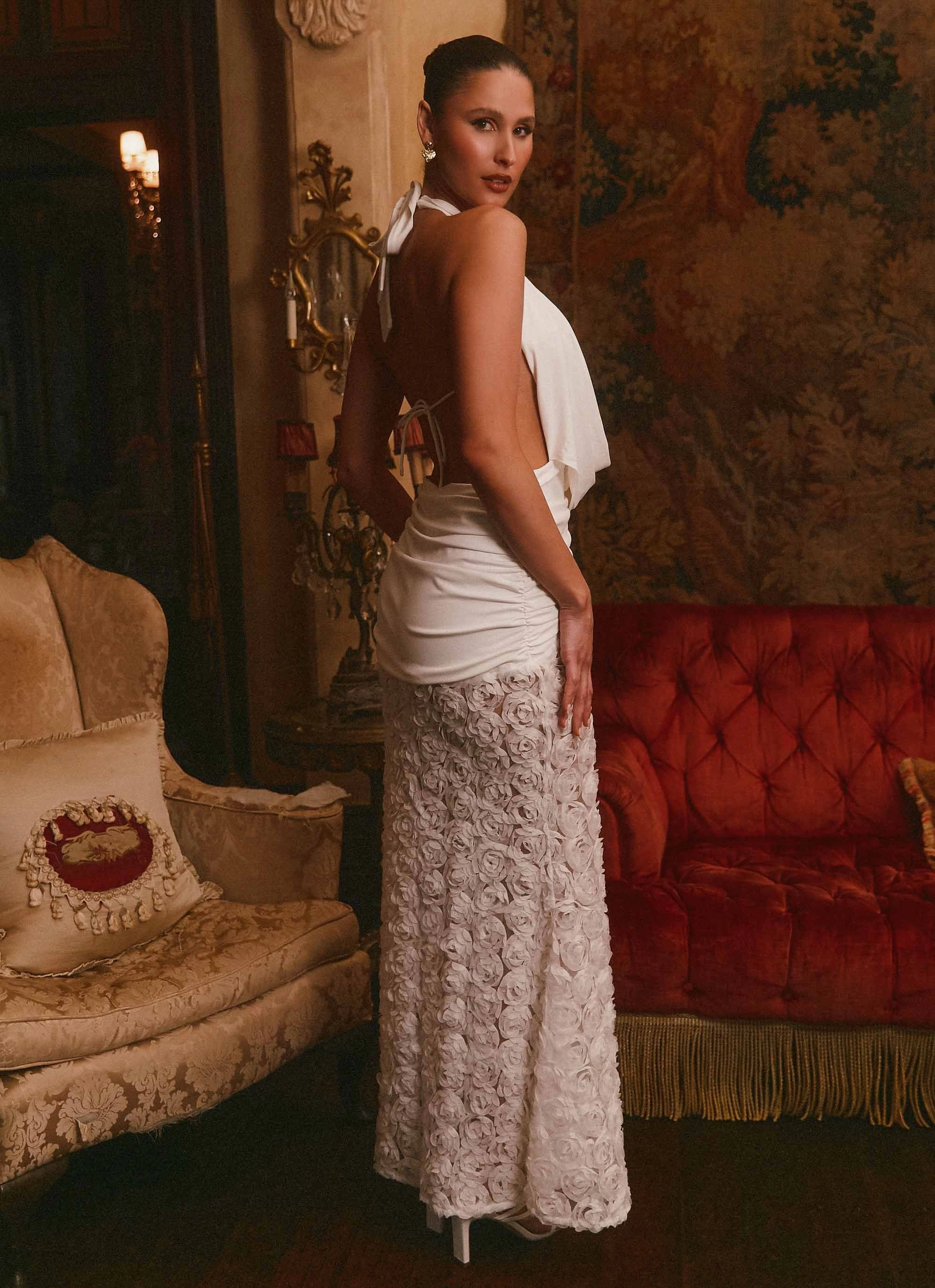 Kita Textured Maxi Dress - White London Cool Comfy Look