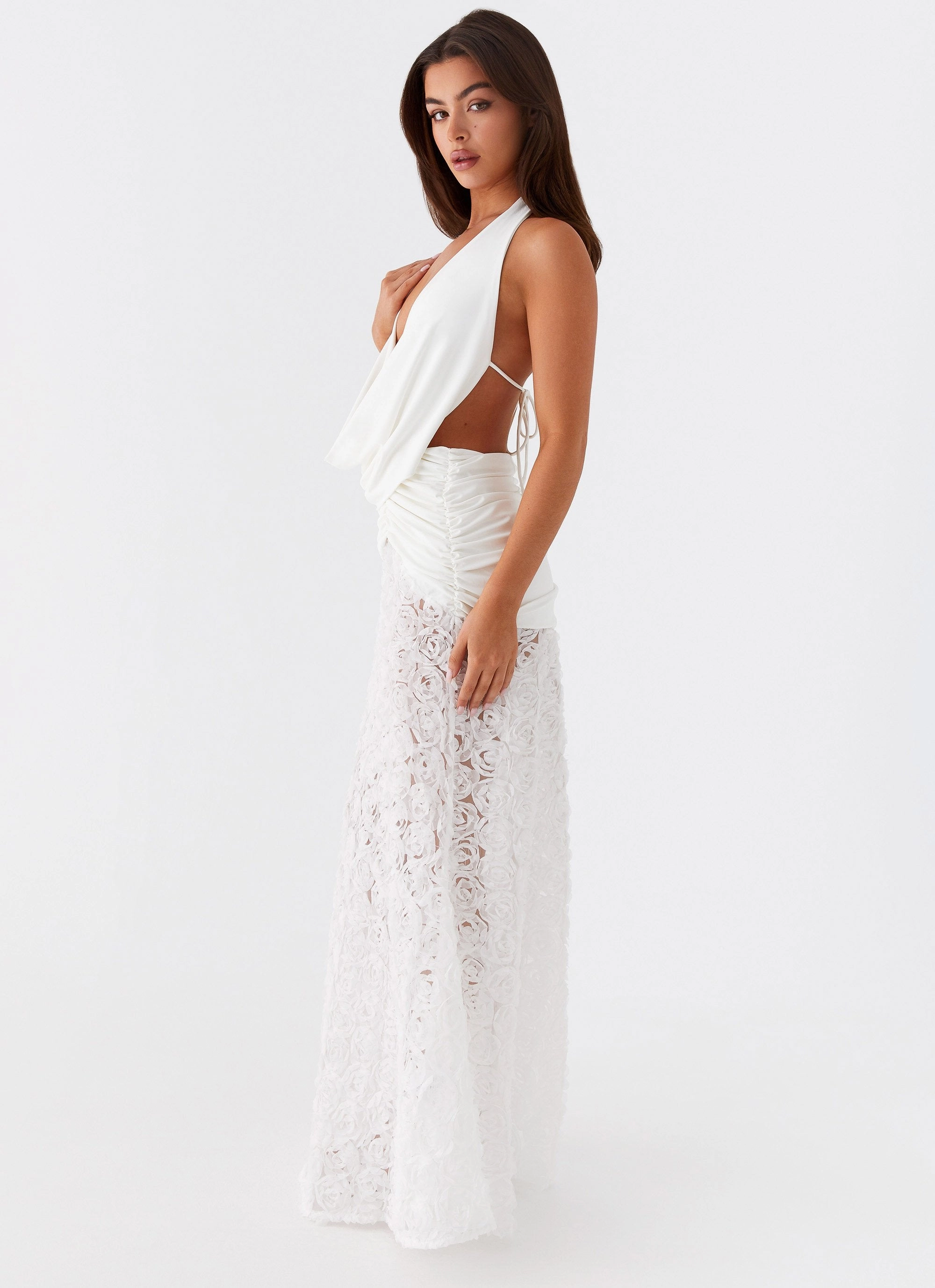 Lounge Comfort Jewel Tones Kita Textured Maxi Dress - White