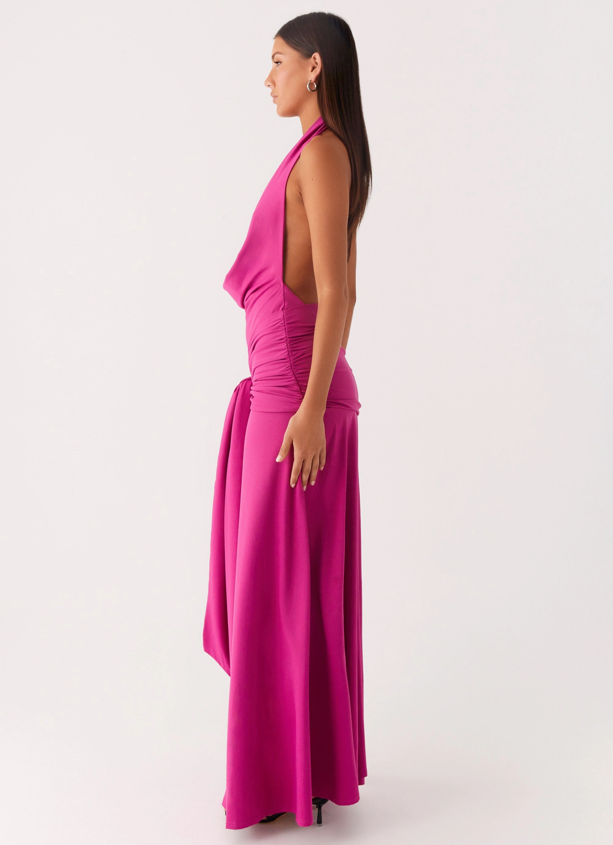 Smart Blend Rowan Ray Cowl Maxi Dress - Fuchsia
