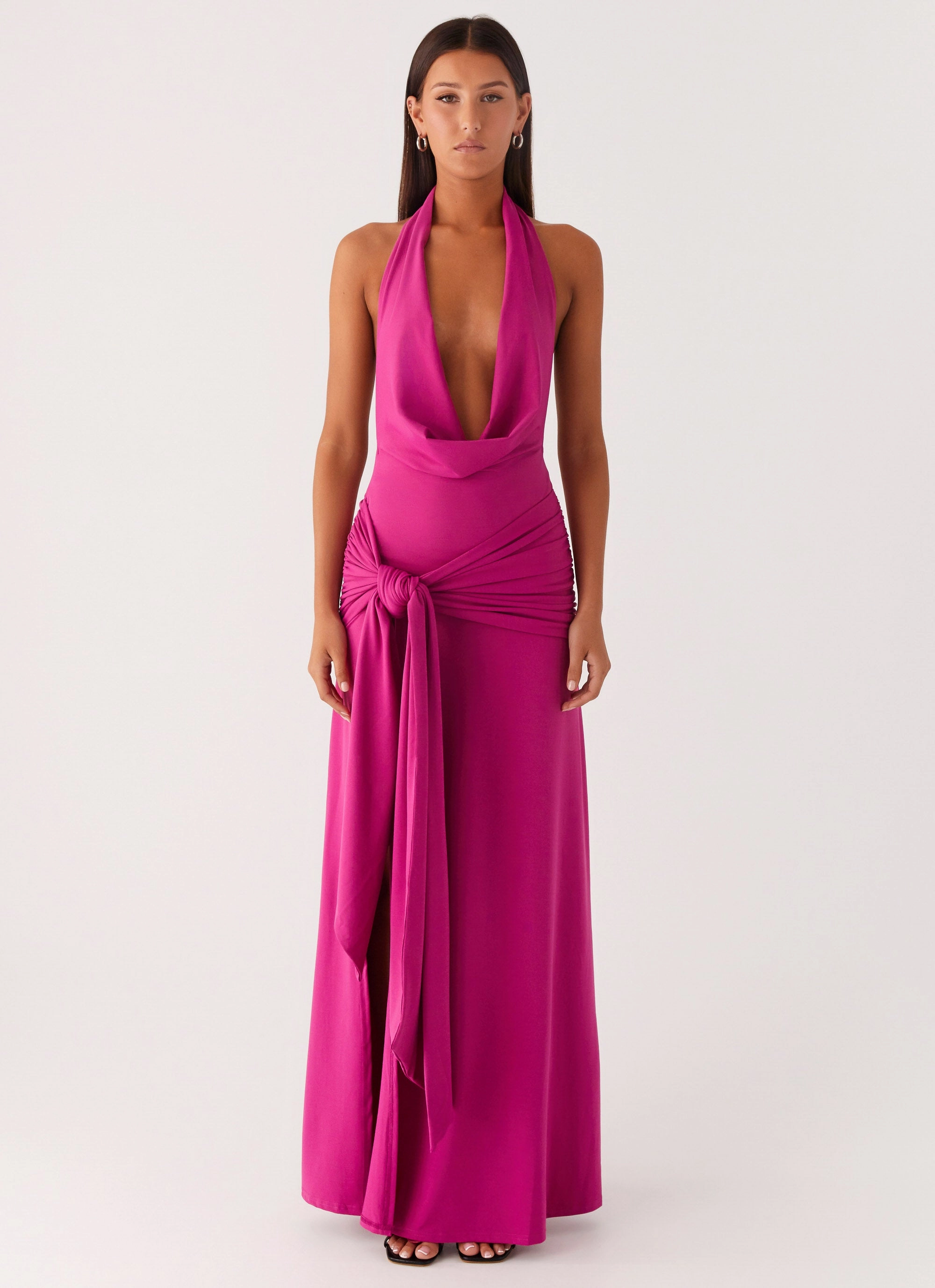 Rowan Ray Cowl Maxi Dress - Fuchsia All weather