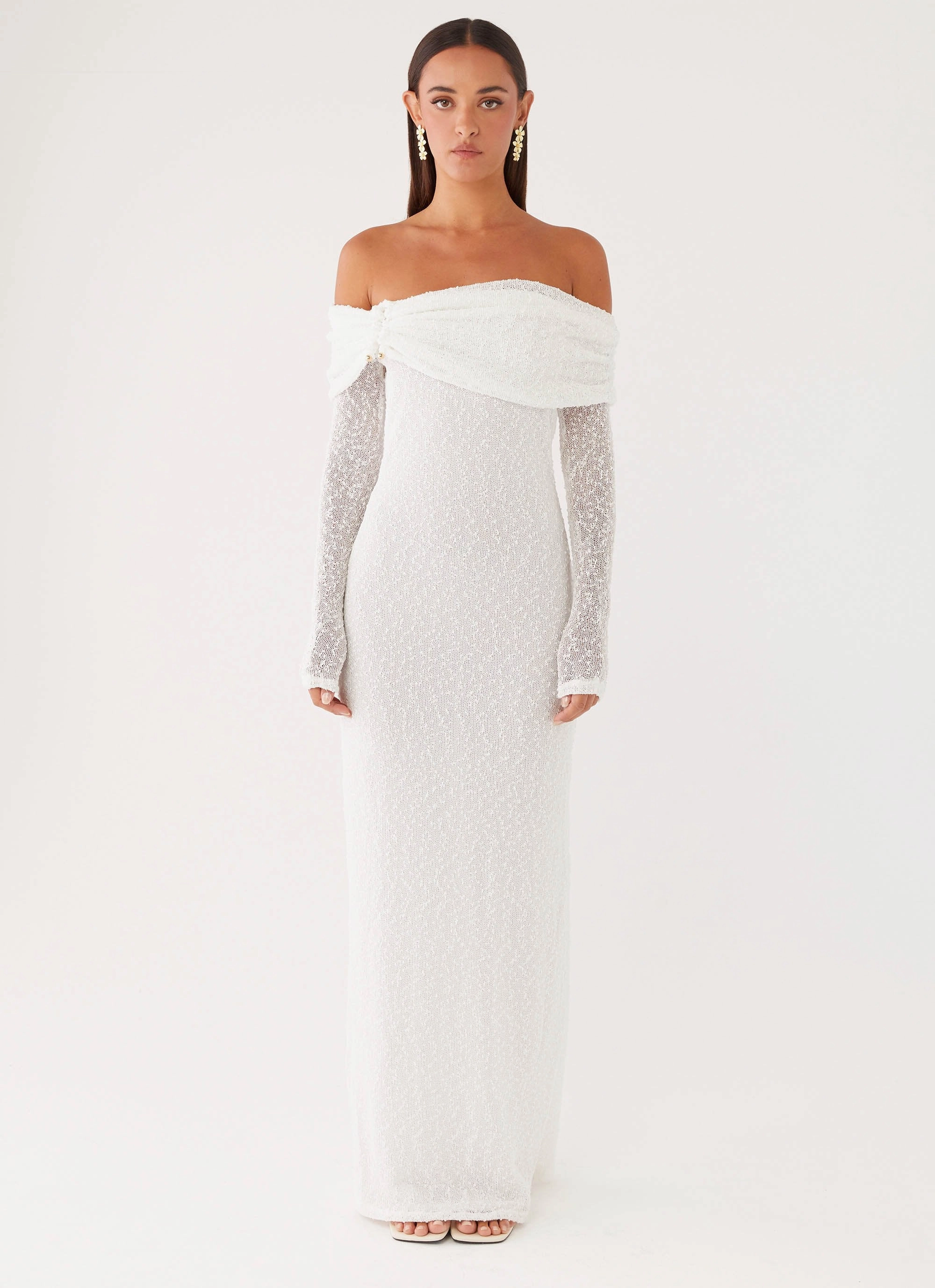 Pollyanna Knit Hardware Maxi Dress - Ivory Work or Casual