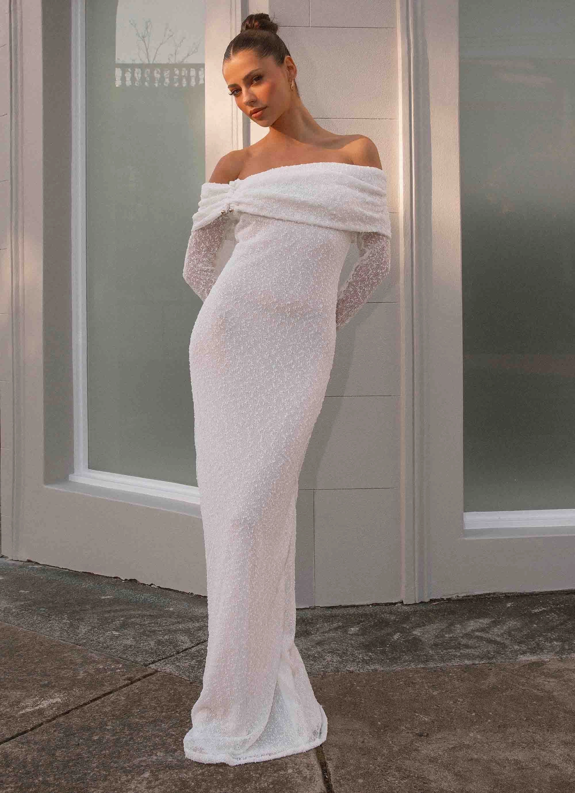 Pollyanna Knit Hardware Maxi Dress - Ivory Timeless and Comfortable