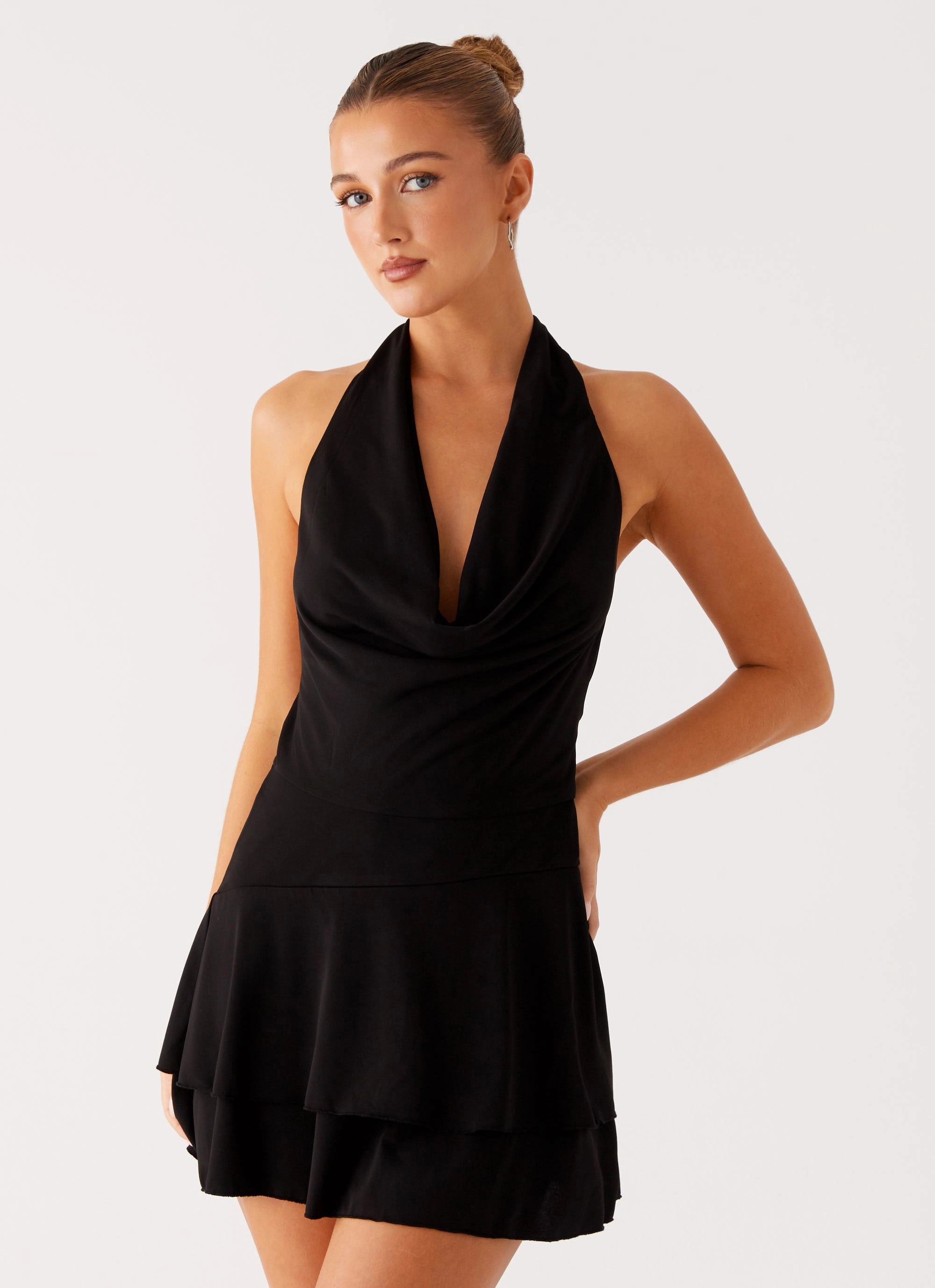 Silky Drape Feel Good Mini Dress - Black