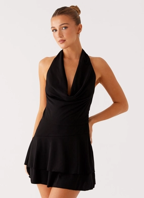 Silky Drape Feel Good Mini Dress - Black