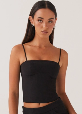Eliana Crop Top - Black Smooth Zipper Integration
