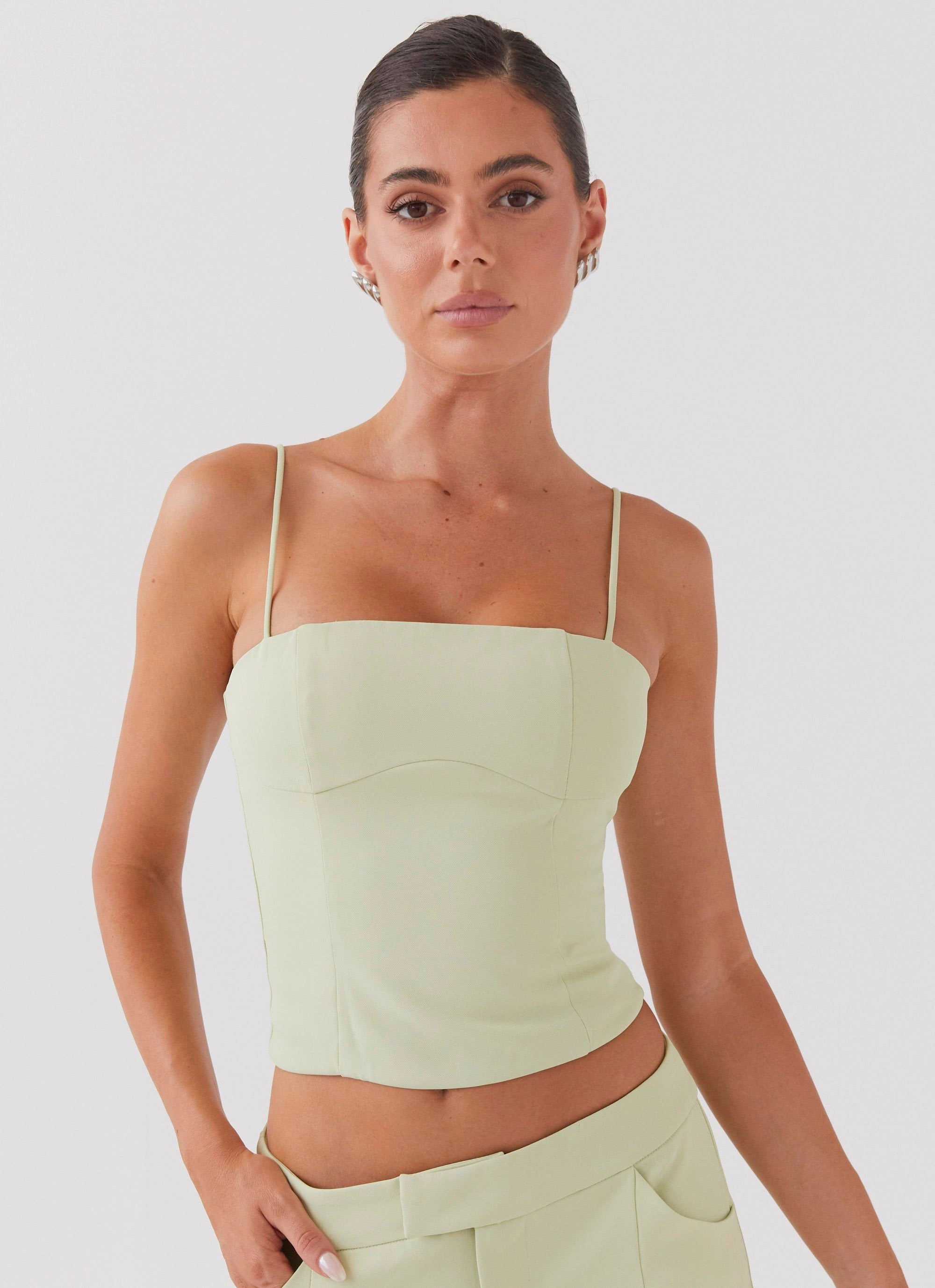 Eliana Crop Top - Green Zest Flatlock Seam Technique MultiFunctionalDesign