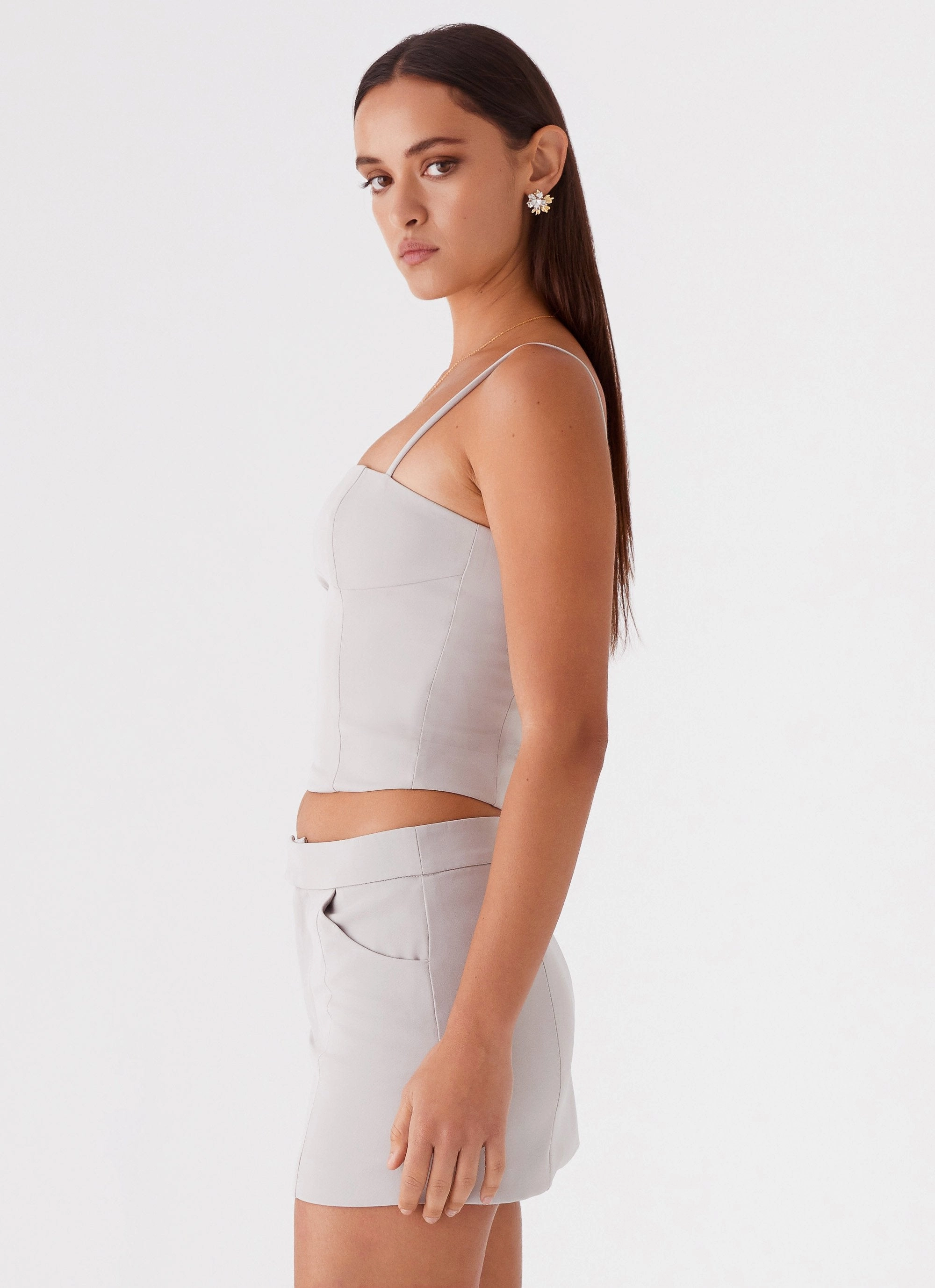 GarmentWashedFinish Odor Resistant Coating Eliana Crop Top - Grey