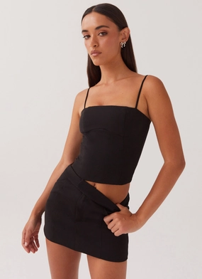 SoftTouchFinish MoistureWicking Eliana Suit Mini Skirt - Black