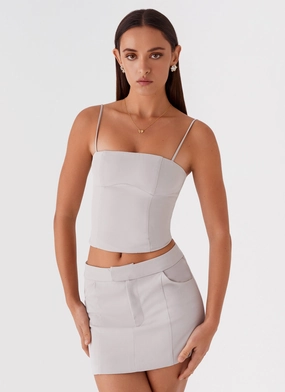 Eliana Suit Mini Skirt - Grey Durable Seam Construction Soft Material