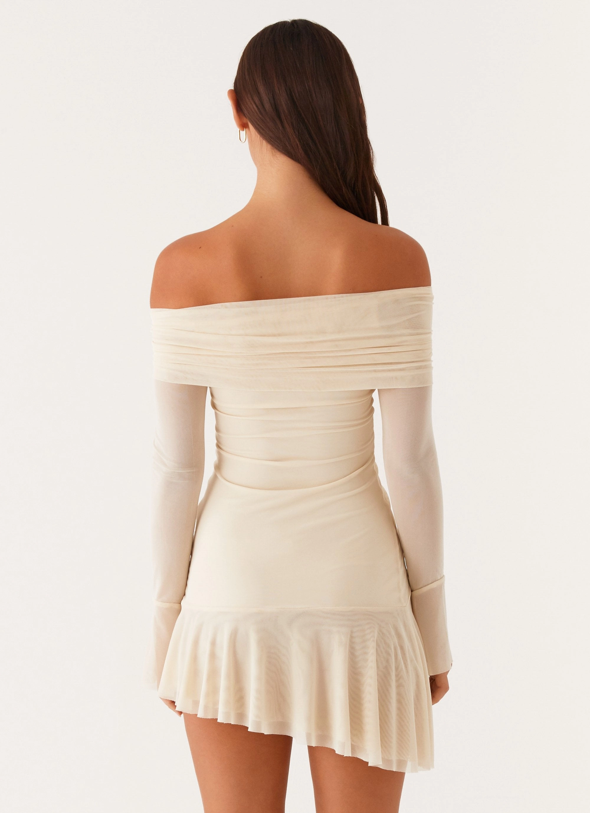 Ellis Ruched Mini Dress - Pastel Yellow Easy Layering Piece