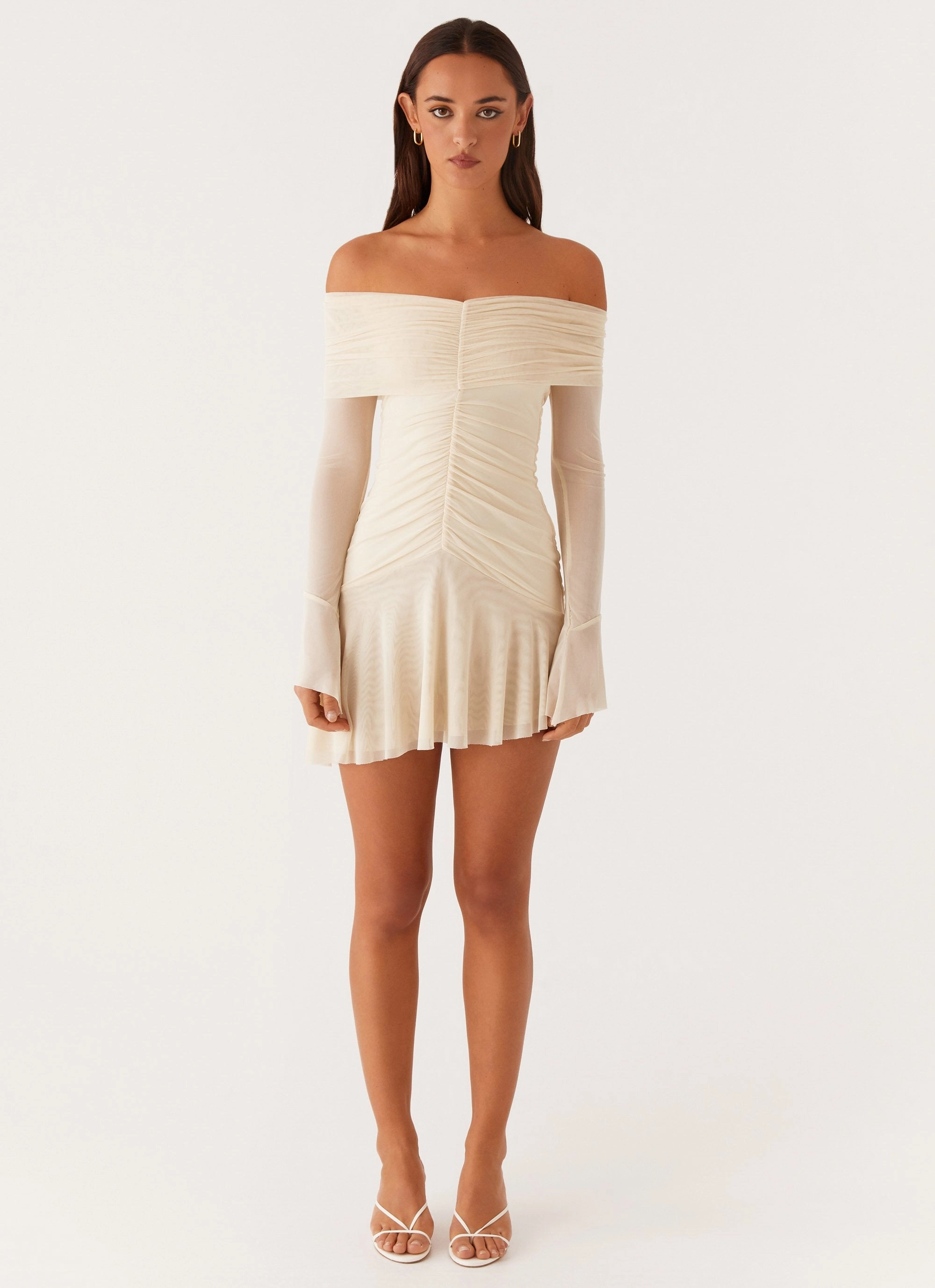 Fitted Look Ellis Ruched Mini Dress - Pastel Yellow