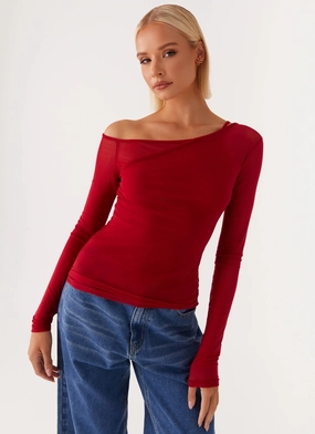 Smooth Stitching Elodie Top - Red