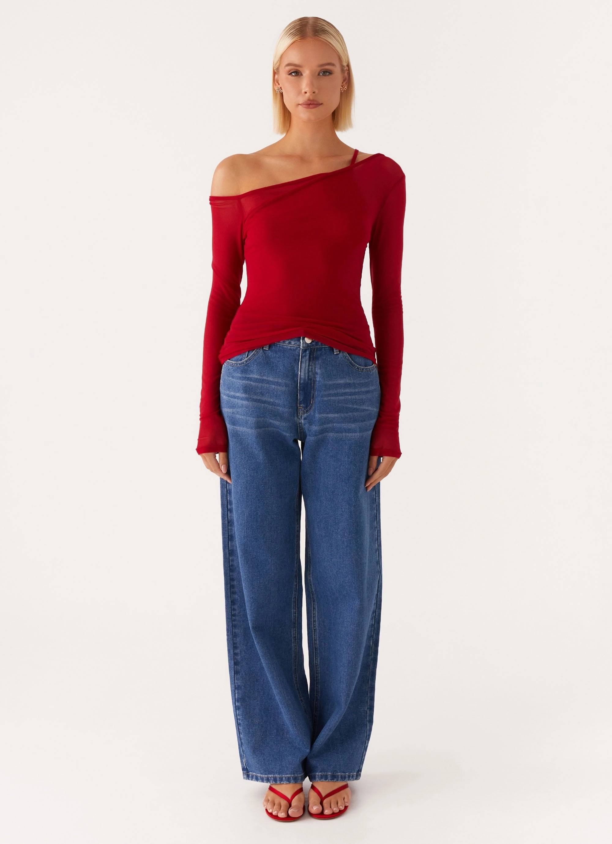 Elodie Top - Red Microfiber Material