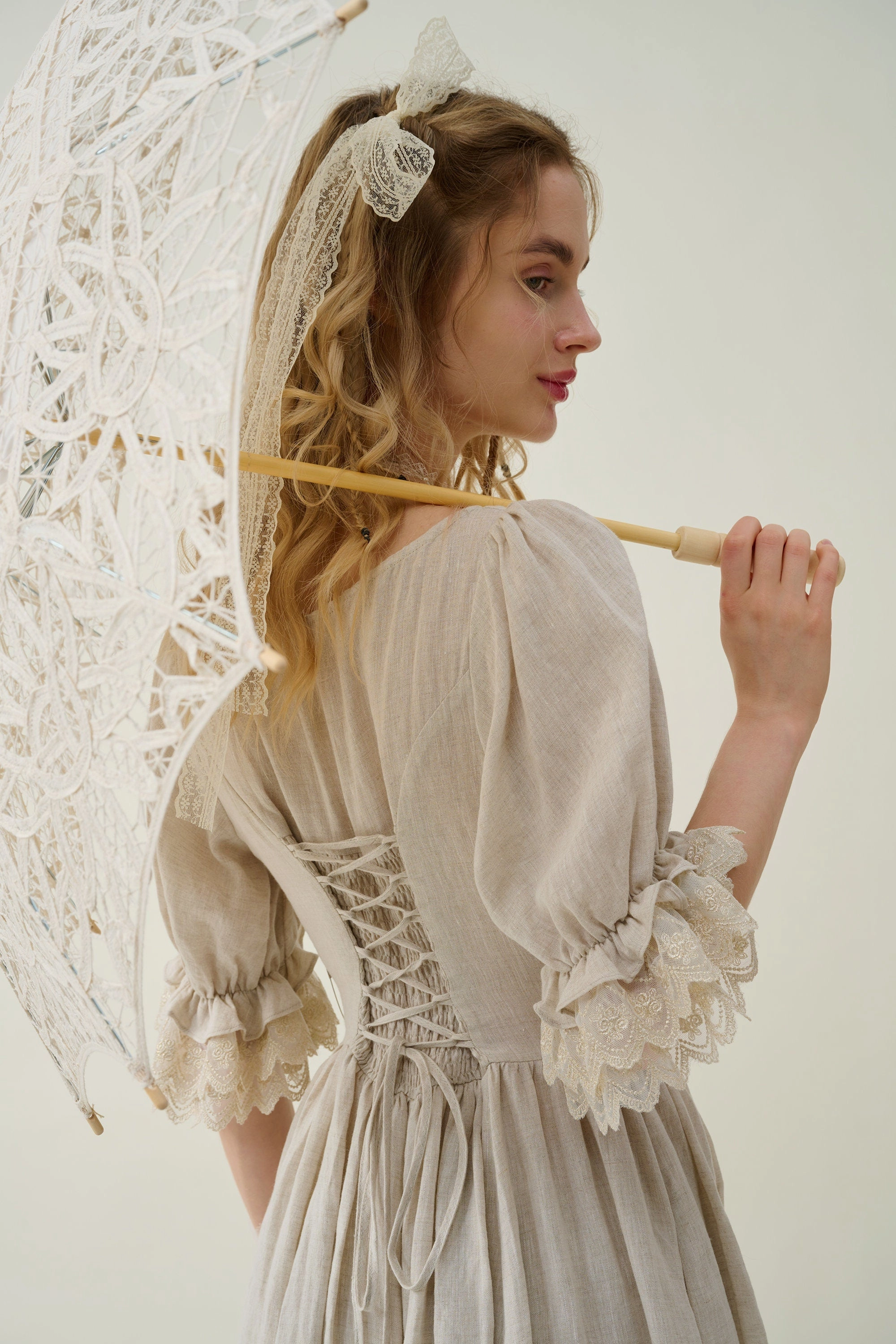 Elowen 27 | Lace Linen dress gown ( 2 way to wear ) Rugged Wear