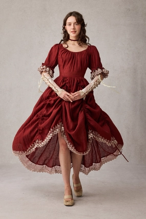 Bamboo Derived Material Elowen 27 | Lace Linen dress gown ( 2 way to wear )