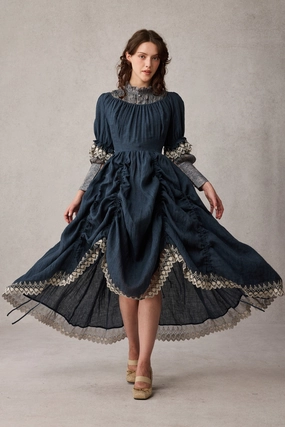 Elowen 27 | Lace Linen dress gown ( 2 way to wear ) OdorResistant Technology Knit Fabric Technology