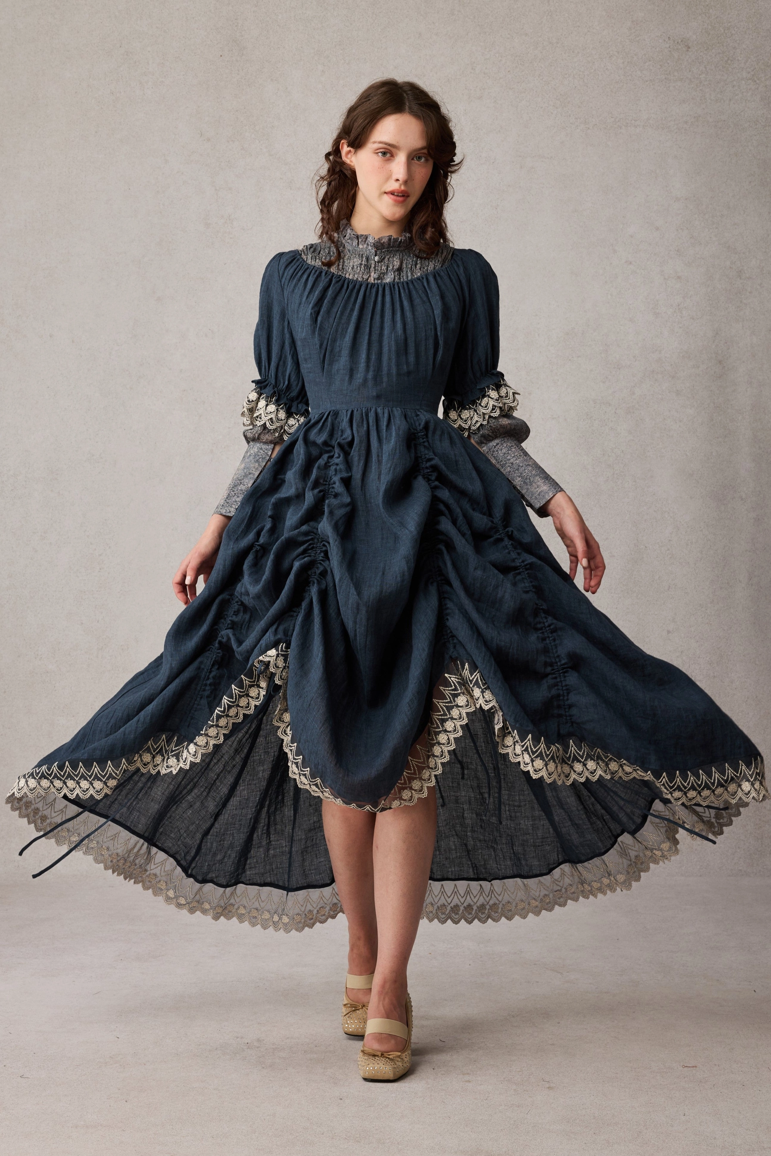 Elowen 27 | Lace Linen dress gown ( 2 way to wear ) Ethically Sourced Yarn Casual Sweater