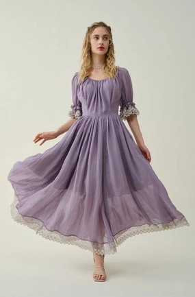 Temperature Regulating Elowen 27 | Lace Linen dress gown ( 2 way to wear )