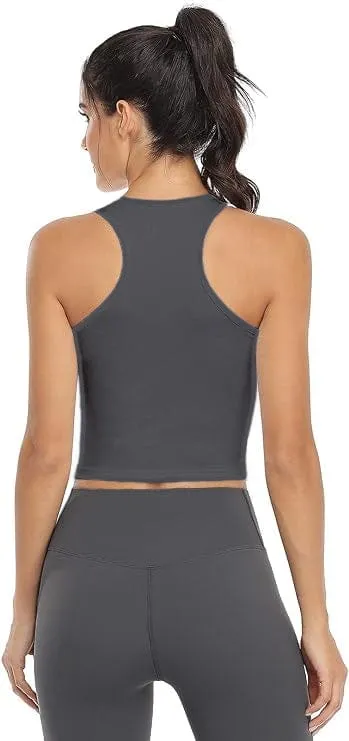 Elsa Organic Cotton Racerback Tank - Dark Heather Gray