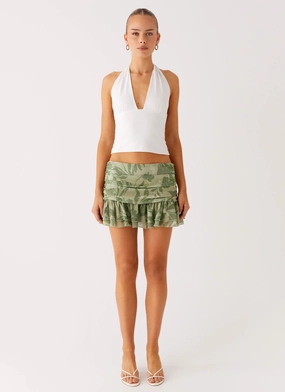 Elspeth Frill Mini Skirt - Jade Fern WaterRepellentCoating