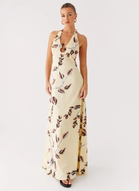 Elvina Halter Neck Maxi Dress - Buttercream Bliss Artistic Shape