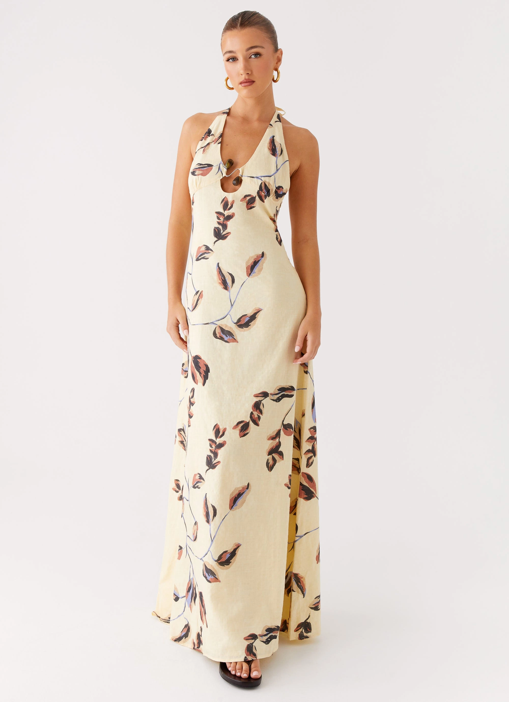 Elvina Halter Neck Maxi Dress - Buttercream Bliss Artistic Shape