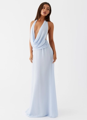 Daily Chic Youthful Style Elysia Chiffon Maxi Dress - Baby Blue