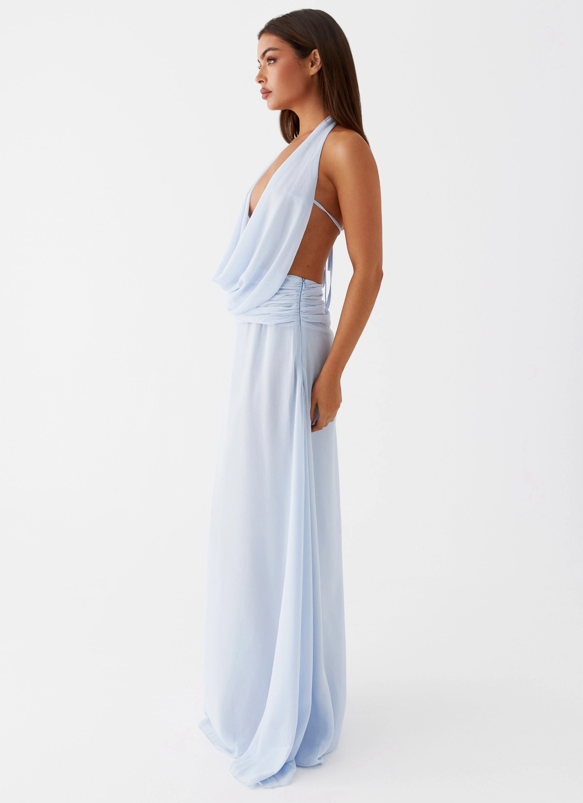 Chic and Cozy Elysia Chiffon Maxi Dress - Baby Blue