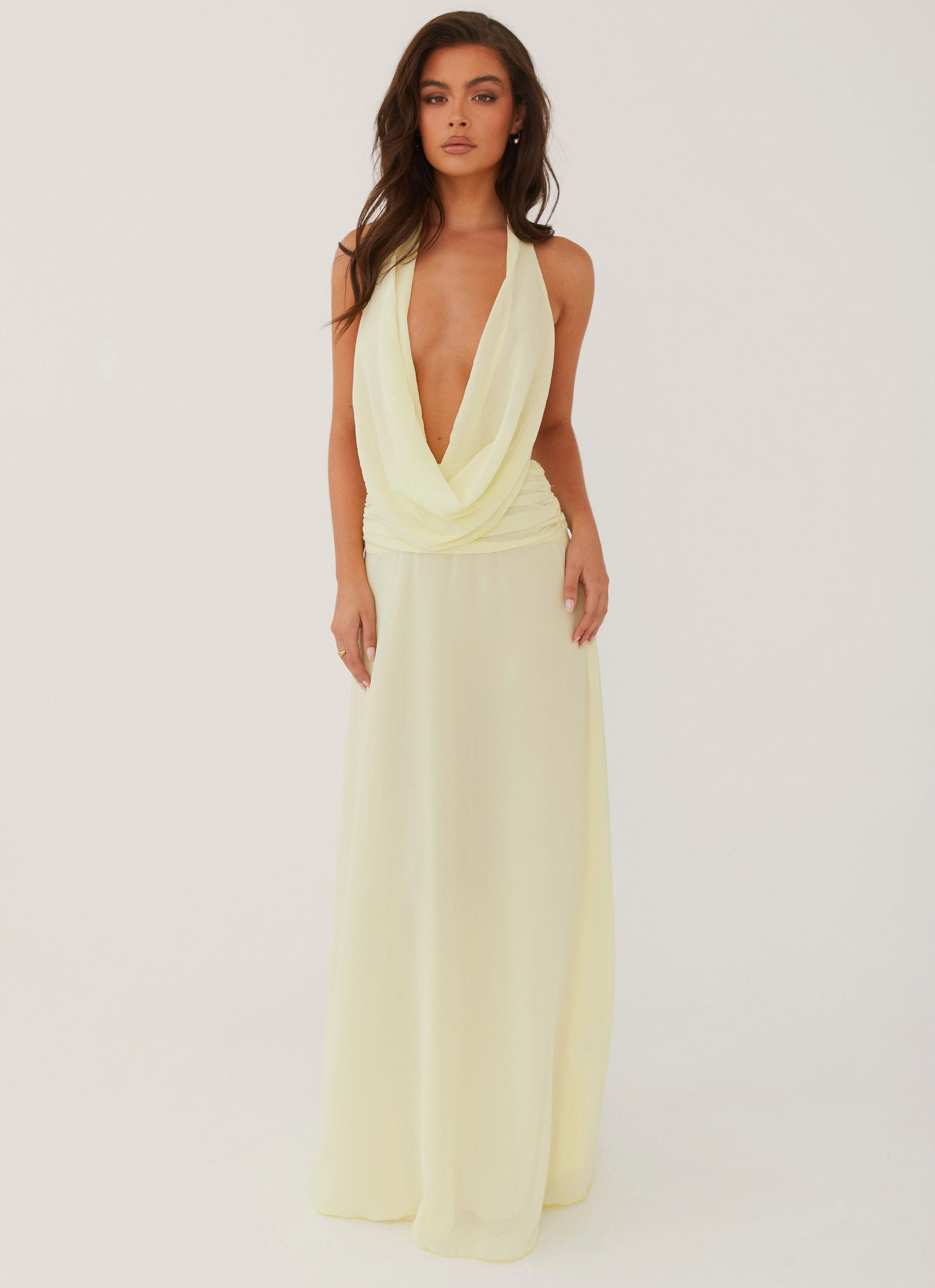 Bright Feel Elysia Chiffon Maxi Dress - Lemon