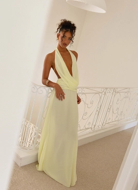 Dance Night Elysia Chiffon Maxi Dress - Lemon