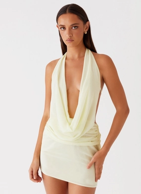 Elysia Chiffon Mini Dress - Lemon Warm Pink