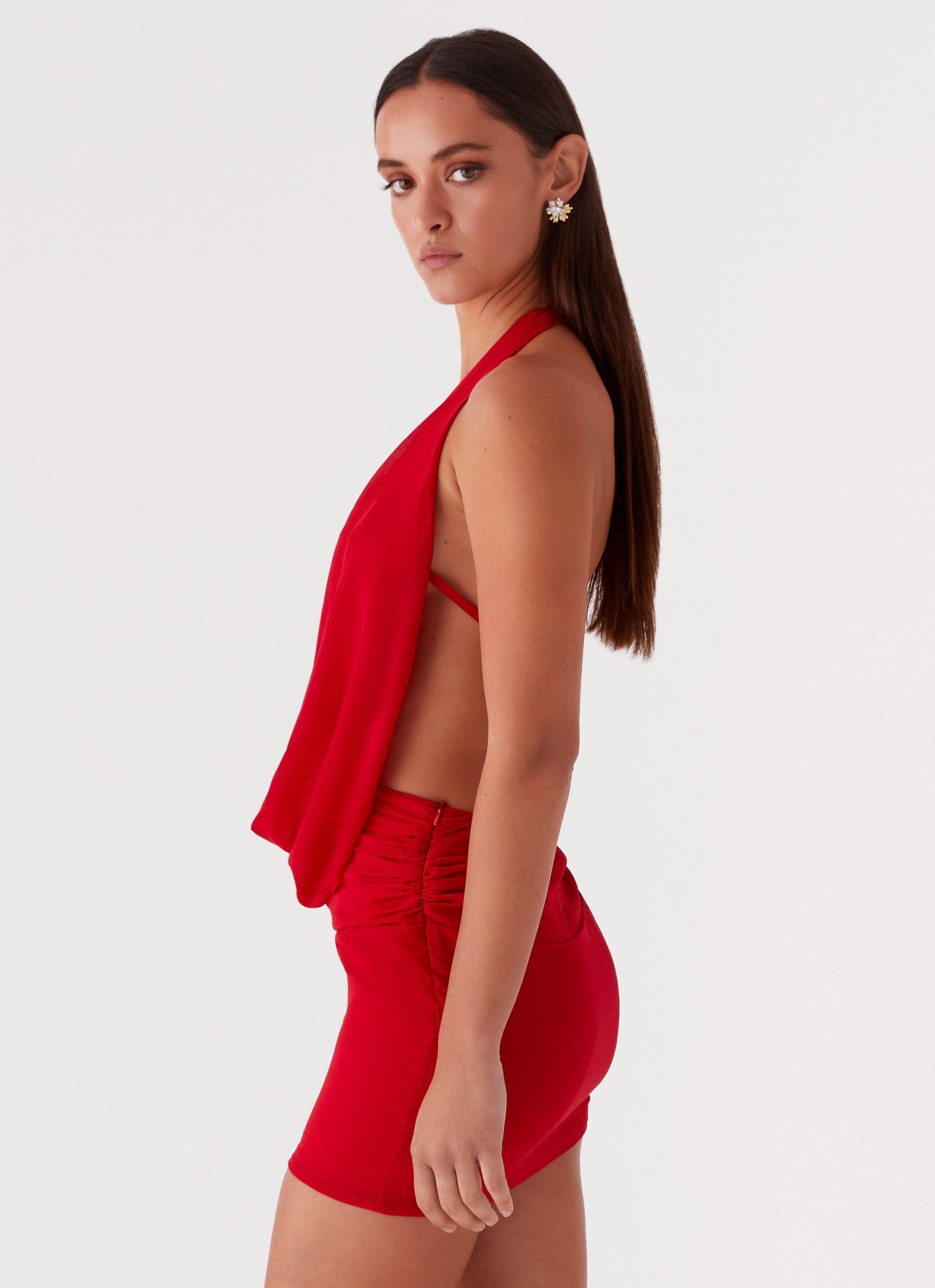 Comfortable Fashion Elysia Chiffon Mini Dress - Red